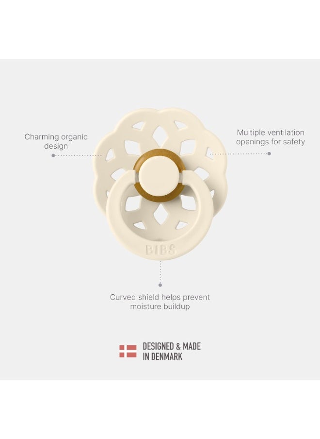 BIBS BIBS Pacifier Boheme 1 PACK | Round Nipple Baby Pacifier | BPA Free Natural Rubber Latex Soother | Made in Denmark | Size 1 (0-6 months) Blossom  - Image 5