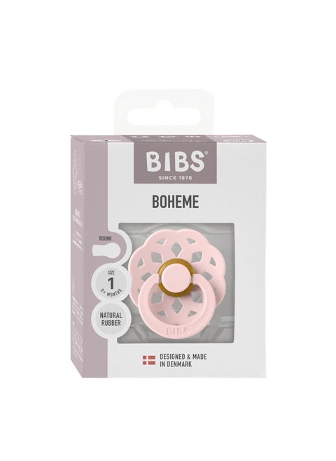 BIBS Pacifier Boheme 1 PACK | Round Nipple Baby Pacifier | BPA Free Natural Rubber Latex Soother | Made in Denmark | Size 1 (0-6 months) Blossom
