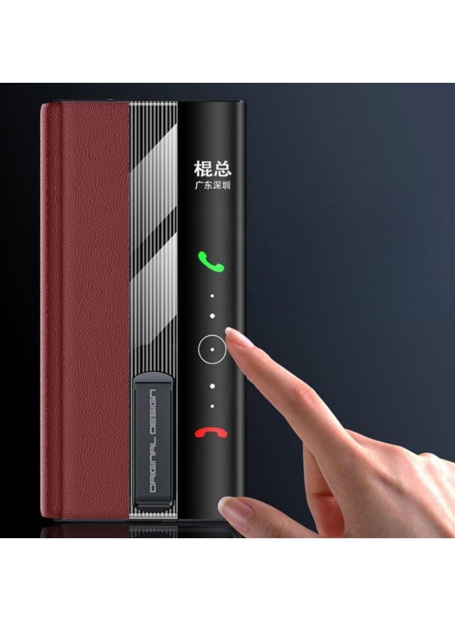 Compatible with Huawei Mate XT Ultimate Case, Built in Metal Stand 【Support Magnetic Car Mount】 Magnet Leather Smart View Flip Cover Phone Cover for Men - Image 3