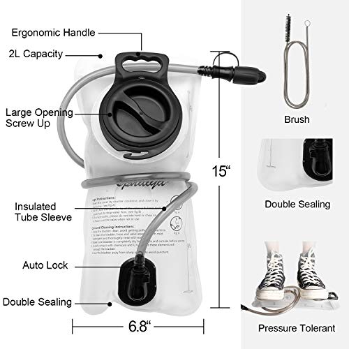 sphaiya Hydration Bladder 2L-3L Water Storage Bag Reservoir,Military Hydration Pack Replacement for Hiking Biking Climbing Cycling Running Camping Backpack with Clean Flexible Brush(2L-Green+White) - Image 2