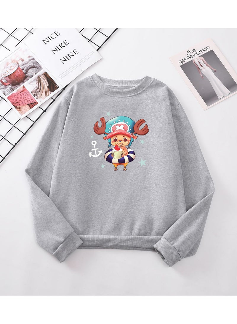 KUYING New One Piece Casual Loose Round Neck Hoodie  - Image 1