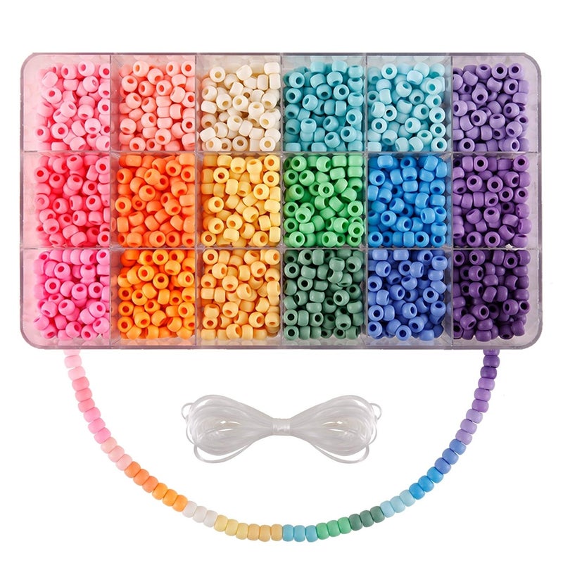 MAKERSLAND 2600pcs Pony Beads Kit 18 Color Rainbow Kandi Beads Set Multicolor Matte Plastic Jewelry Making Kit for DIY Craft Friendship Bracelet Necklace Key Chain