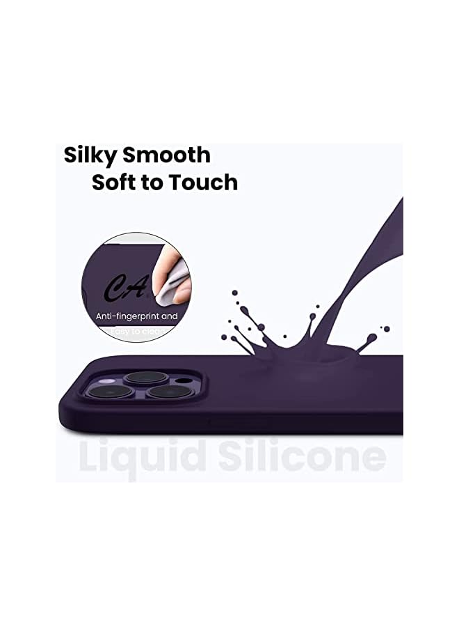 YoYoTech Soft Liquid Silicon iPhone 14 Pro Case 6.1 Inch Slim-Soft,Stylish Shockproof Protective with Microfiber Lining Case Cover-Deep Purple - Image 3