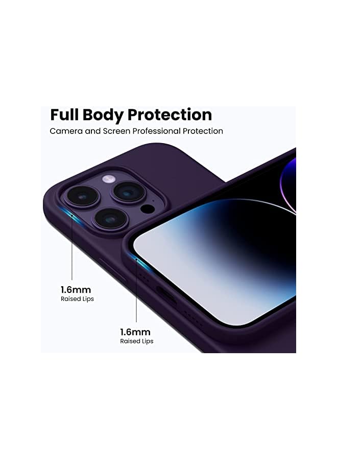 YoYoTech Soft Liquid Silicon iPhone 14 Pro Case 6.1 Inch Slim-Soft,Stylish Shockproof Protective with Microfiber Lining Case Cover-Deep Purple - Image 5