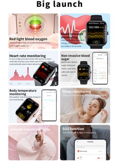 Chomel F96 bracelet SOS alarm heart rate blood pressure body temperature Bluetooth call non-invasive blood sugar measurement smart watch  - Image 2