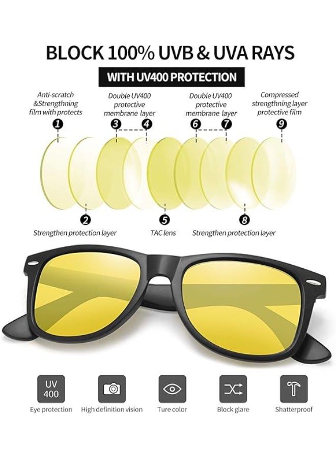 إيلانوفا نظارات شمسية مربعة مستقطبة بتصميم عصري للحماية من الأشعة فوق البنفسجية مضادة للتوهج وتناسب القيادة للرجال والنساء - Image 2