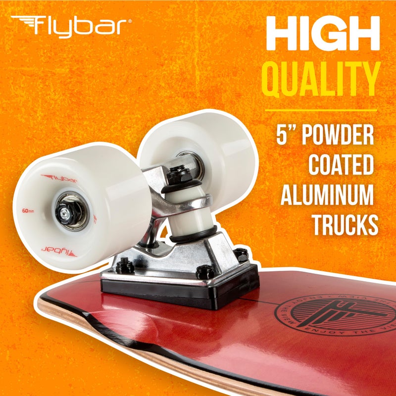 Flybar Skate Cruiser Boards â€“ 27" Strong 7 Ply Canadian Maple Complete Skateboards - 60mm PU Wheels High Speed ABEC 9 Bearings - Image 5