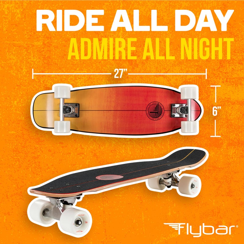 Flybar Skate Cruiser Boards â€“ 27" Strong 7 Ply Canadian Maple Complete Skateboards - 60mm PU Wheels High Speed ABEC 9 Bearings - Image 2