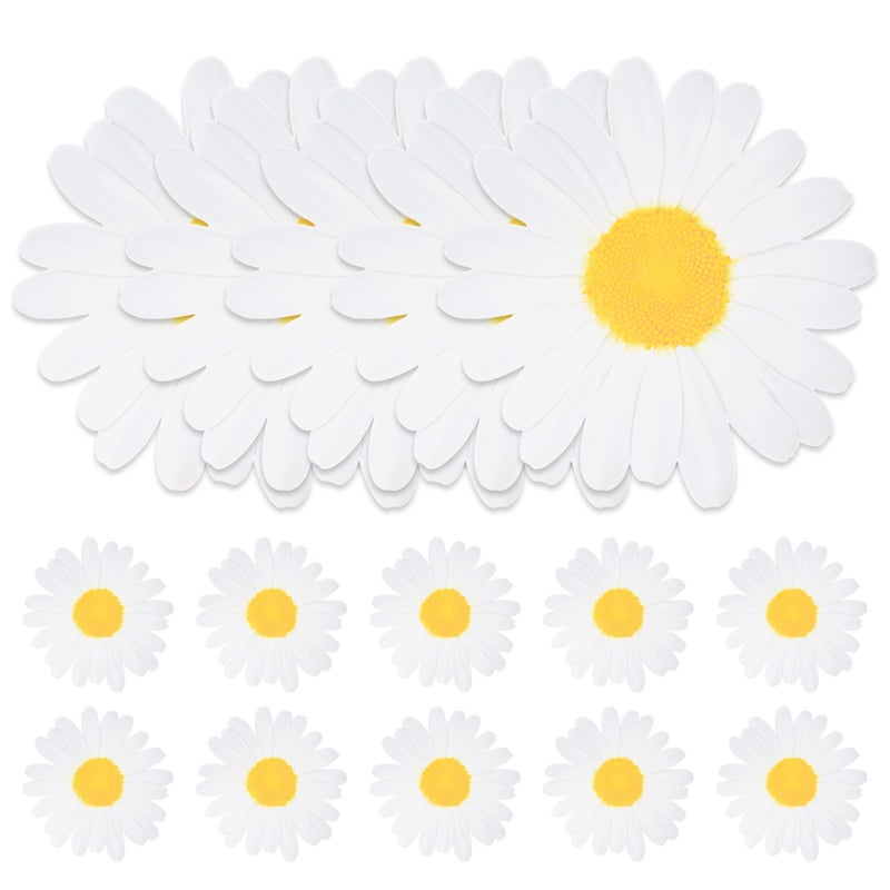 AimFun 50 Pieces Disposable Daisy Floral Paper Place Mats Spring Summer Flower Chargers Table Mat Yellow Sun Flower Shaped Paper Placemats for Wedding Bridal Baby Shower Party Decoration 13x 13
