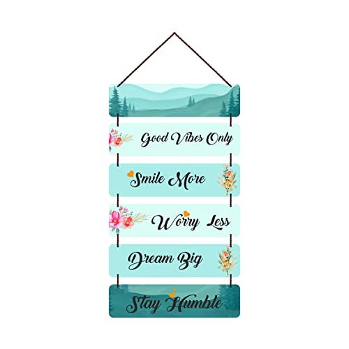 Freny Exim MDF Wooden Good Vibes Only Positive Quote Wall Hanging Art For Home Decor | Office | Gift (12 inch X 30 Inch) Multicolour 502 - Image 1