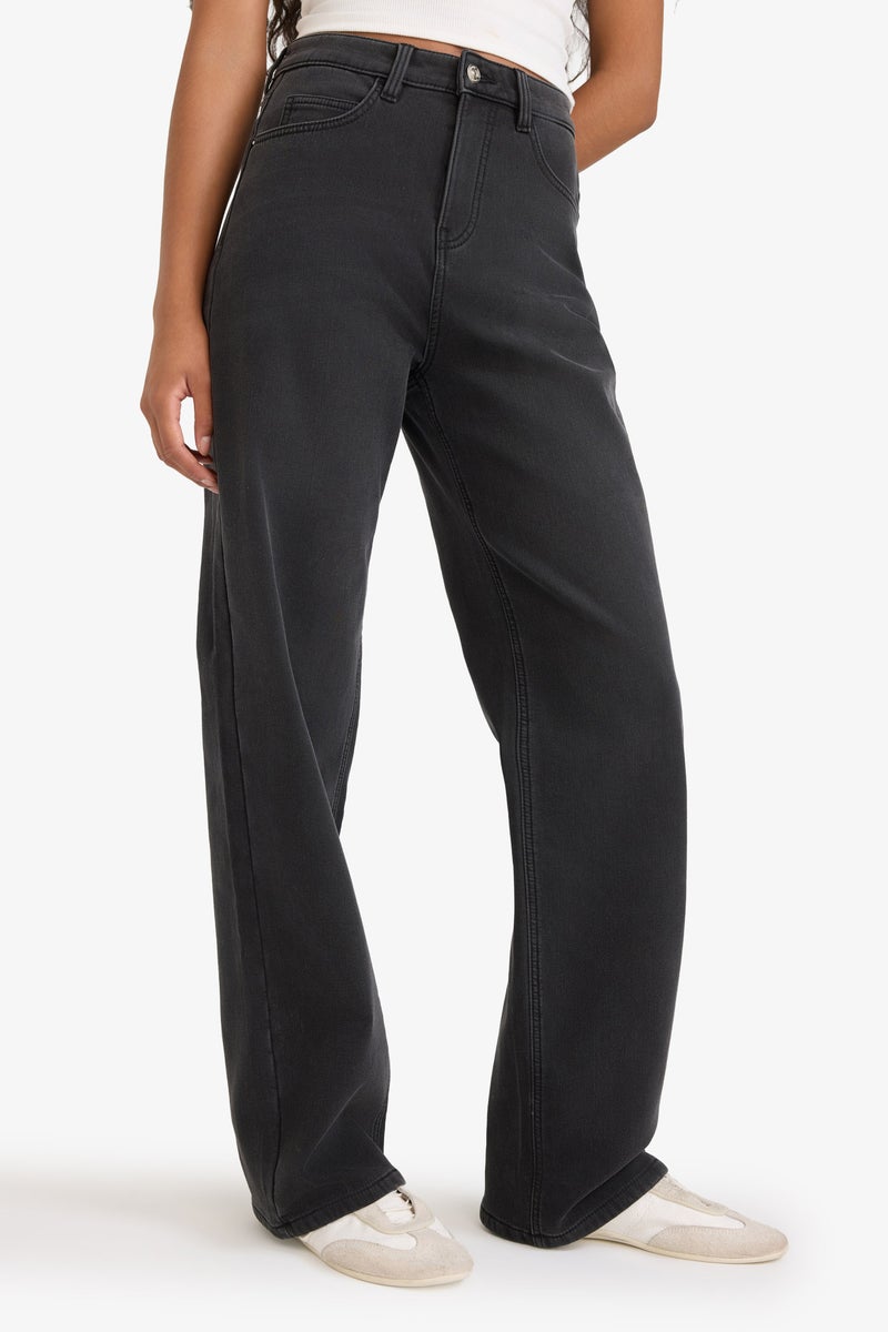 DeFacto Grey Woman Relax Fit High Waist Straight Leg Long Jeans Casual - Image 4