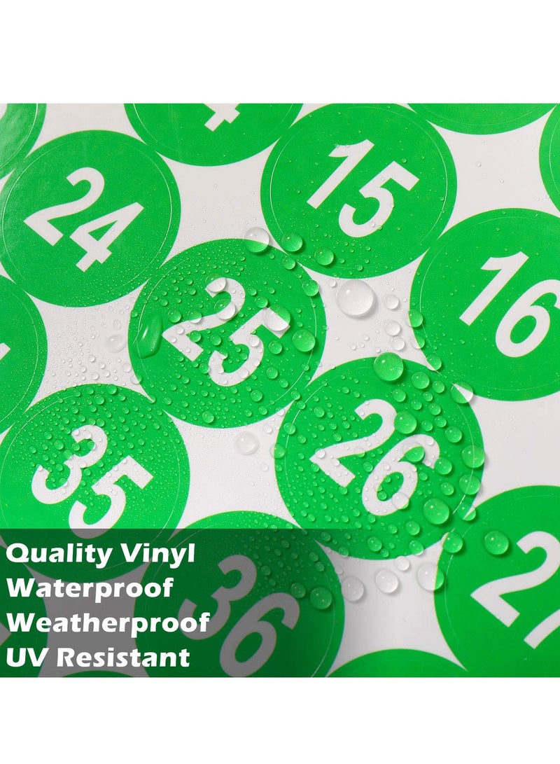 Excefore Number Stickers, Consecutive Number Stickers (1-50) 2.54cm Number Labels Waterproof Self-Adhesive Universal Label for Indoor Outdoor Daily Storage Uses (Green, 10 Sheets)  - Image 3