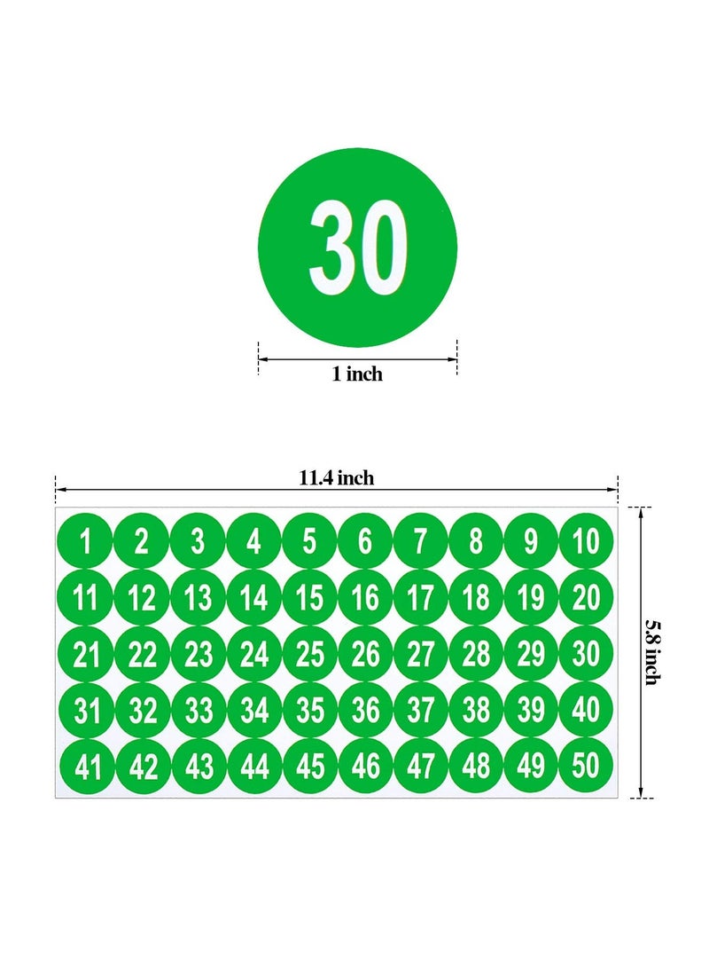 Excefore Number Stickers, Consecutive Number Stickers (1-50) 2.54cm Number Labels Waterproof Self-Adhesive Universal Label for Indoor Outdoor Daily Storage Uses (Green, 10 Sheets)  - Image 2