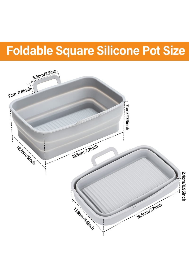SYOSI Air Fryer Silicone Pot, 2 PCS FOLDABLE Silicone Air fryers Liners,Reusable Dual Basket Accessories, Replacement of Flammable Parchment Liner Paper Easy to Cleaning for Ninja 201、410、510(Double Gray)  - Image 3