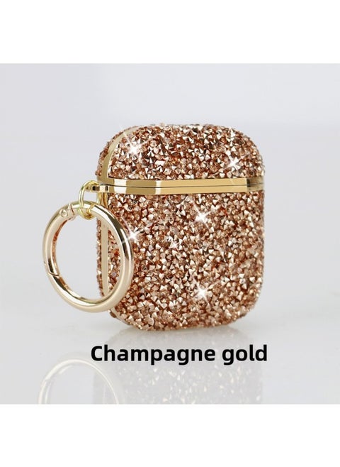 Flash Diamond 7 Color For AppleWireless Bluetooth Headset Airpods 1/2 Generation Protective Cover Pro 3 Generation Applicable Women-Color:Champagne-Model:AirPods Pro2