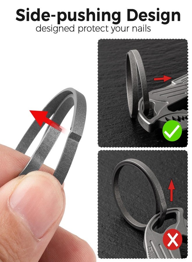 FEGVE Key Ring, Titanium Side Pushing Key Rings Keychain Rings Small Split Keyrings for Men (Gray) - Image 4