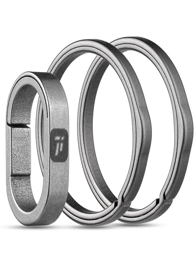 FEGVE Key Ring, Titanium Side Pushing Key Rings Keychain Rings Small Split Keyrings for Men (Gray) - Image 1