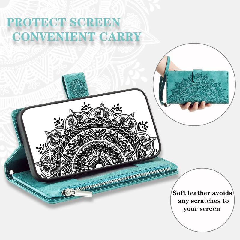 HuHa Case Cover For Motorola Moto G85 Multi-Card Totem Zipper Leather Phone Case(Green) - Image 5