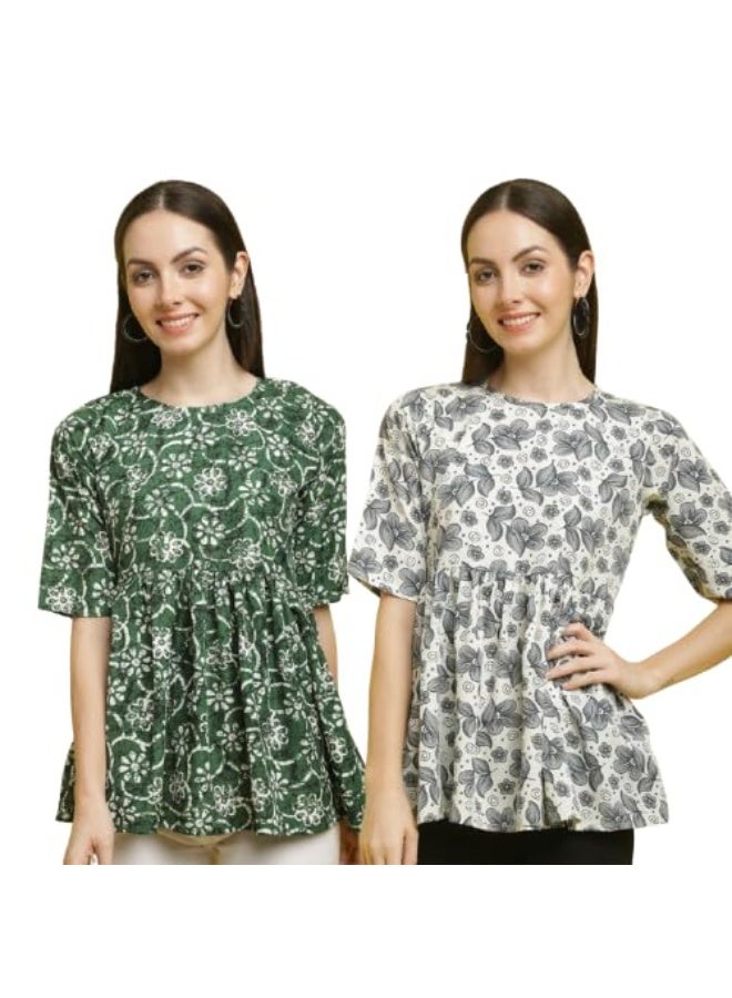 Pinkmint store Tunic Top for Women ll Combo Regular Fit ll Casual Wear (Pack of 2) M - Image 1
