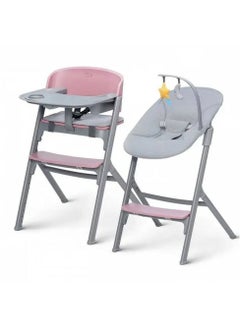 Kinderkraft Livy 4 in 1 Highchair with Calmee Bouncer - Aster Pink  - Image 1