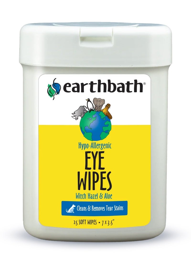 earthbath Hypo Allergenic Fragrance Free Eye Wipes For Dogs Cats Puppies And Kittens 25Pc 