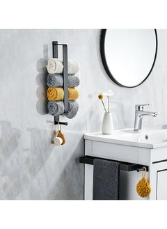 LKTOCAFT Self Adhesive Towel Bar, Modern Style Mounted Stainless Towel Holder, Towel Rack for Bathroom, Kitchen, Black, 1 Piece  - Image 2