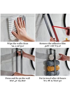 LKTOCAFT Self Adhesive Towel Bar, Modern Style Mounted Stainless Towel Holder, Towel Rack for Bathroom, Kitchen, Black, 1 Piece  - Image 4