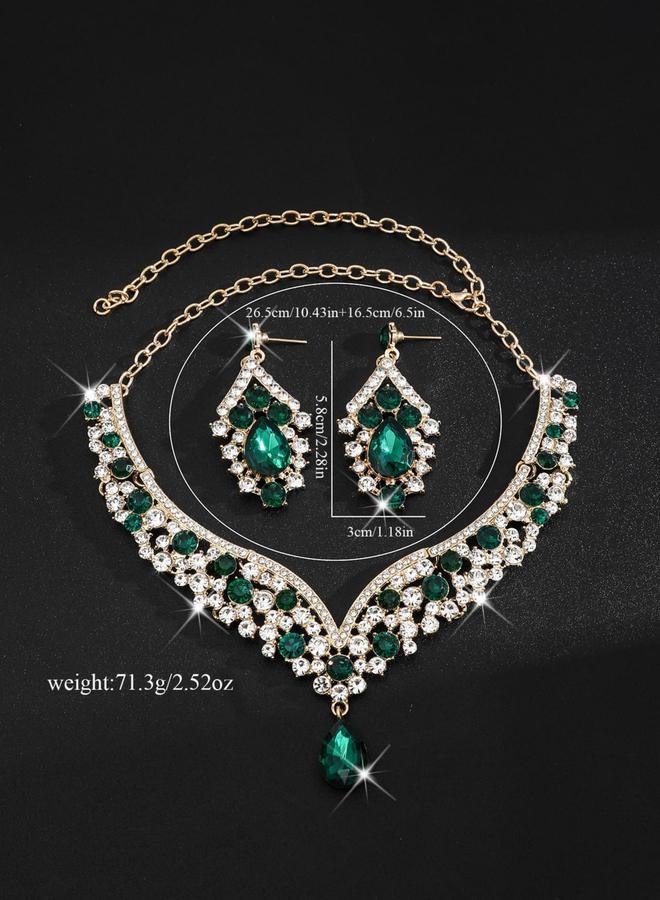 Take Two 2-Piece Embellished Rhinestone Pendant Necklace and Earrings Jewelry Set - Image 3