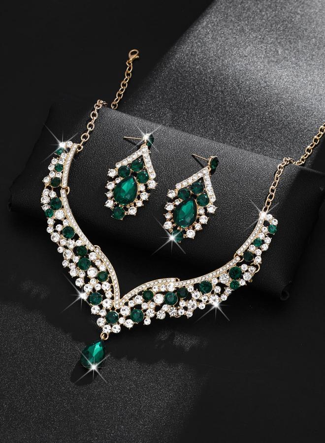 Take Two 2-Piece Embellished Rhinestone Pendant Necklace and Earrings Jewelry Set - Image 4