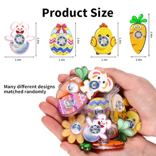FXMHEHBB 24 Pcs Easter Fidget Spinner Toys Mini Finger Spinners Bulk Easter Egg Filler Basket Stuffers Classroom Prizes for Kids - Image 5