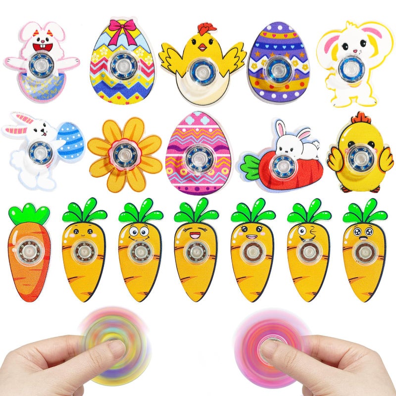 FXMHEHBB 24 Pcs Easter Fidget Spinner Toys Mini Finger Spinners Bulk Easter Egg Filler Basket Stuffers Classroom Prizes for Kids - Image 3