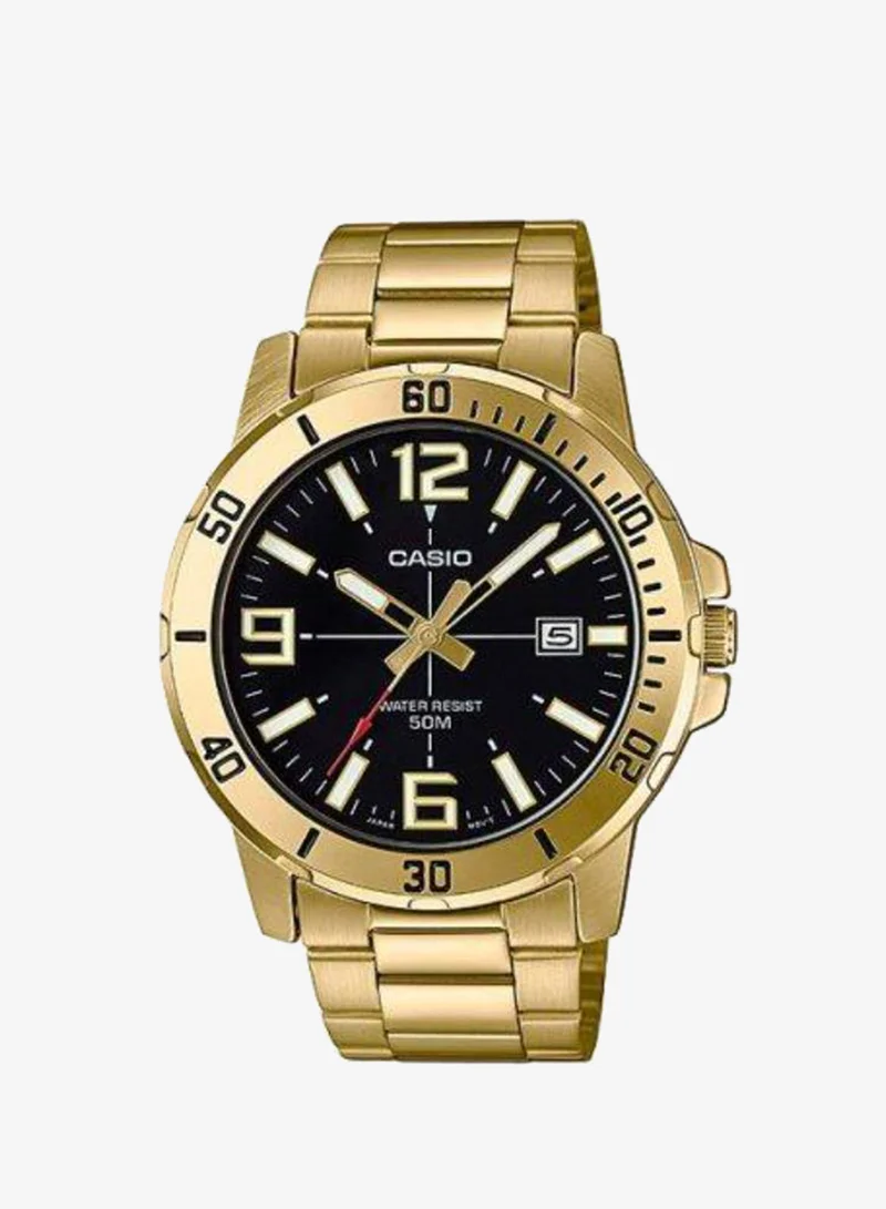 Casio Men's Analog Display Watch With Gold Stainless Steel Strap - MTP-VD01G-1B