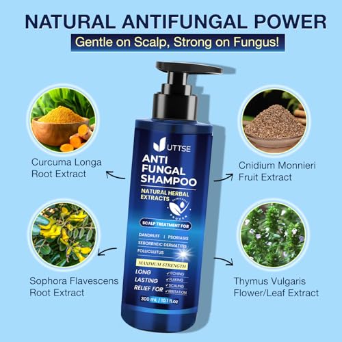 Uttse AntiFungal Shampoo for Scalp Psoriasis Dandruff Shampoo for Folliculitis and Seborrheic Dermatitis Relieves Itchy Dry Scalp 300 mL 101 floz - Image 3