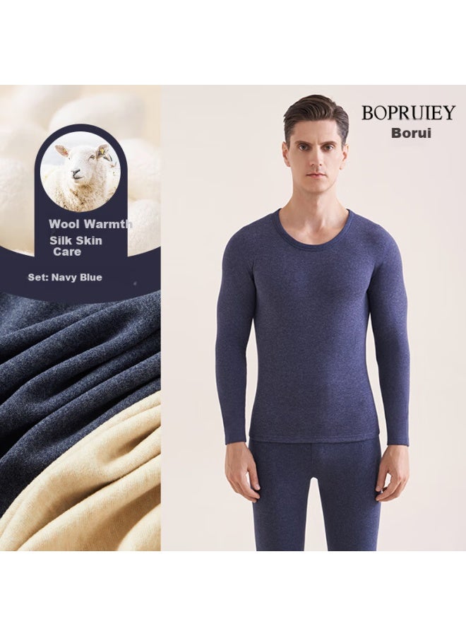 Bopruiey Men's Pure Cotton Thermal Underwear Set Autumn Winter Long Johns Cotton Base Layer Shirt And Pants