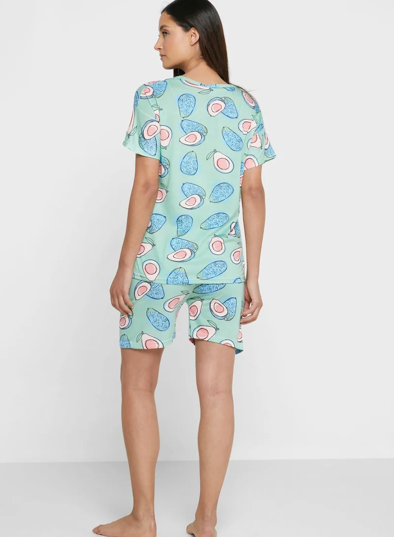Ginger Printed Short Set