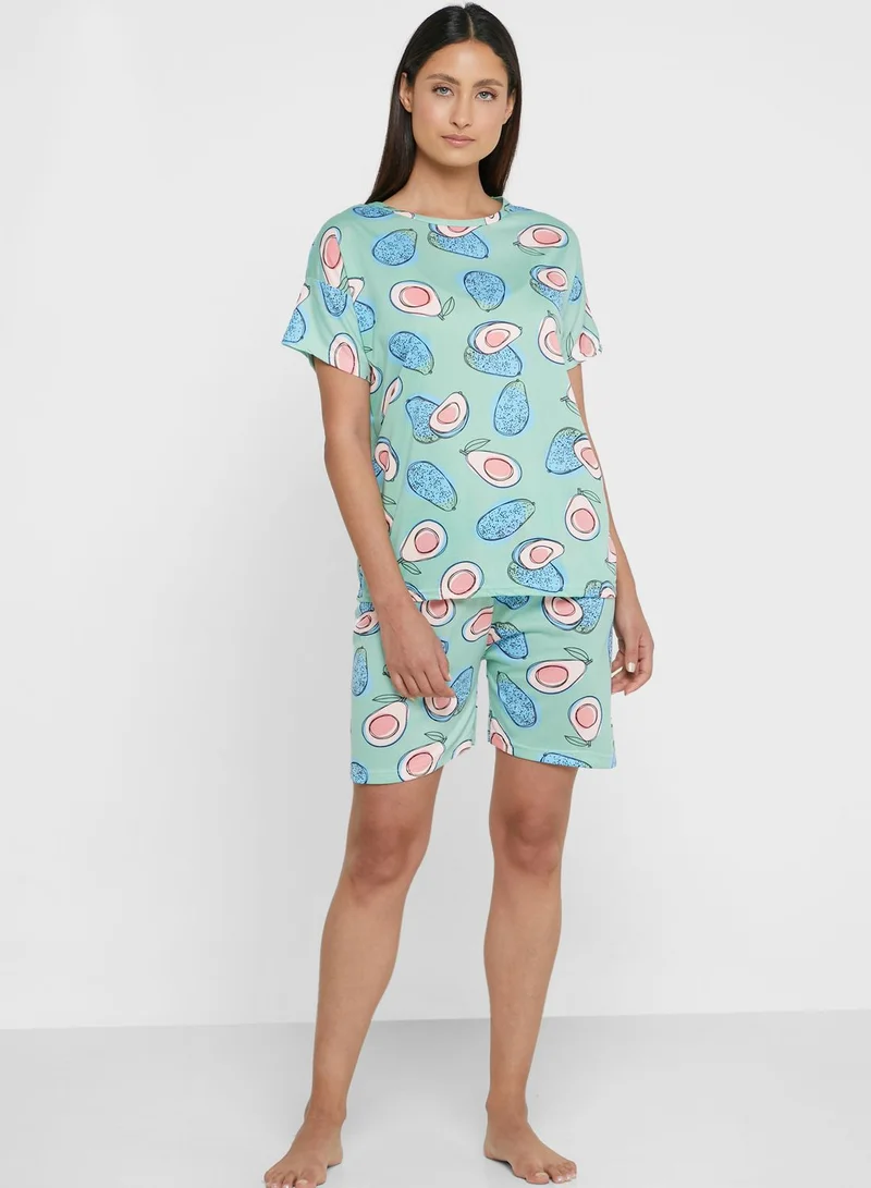 Ginger Printed Short Set