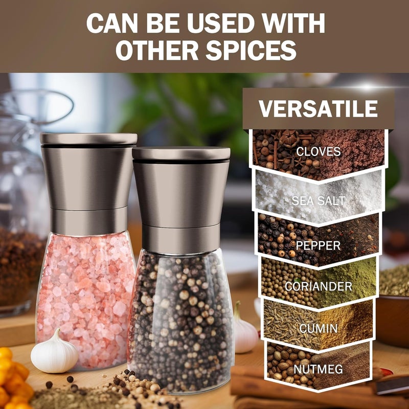 HOME EC Original Gun Metal Bronze Salt and Pepper Grinder Set of 2 - Adjustable Ceramic Grinder - Glass Salt and Pepper Shakers With Funnel and Ebook - Spice Mill - Bronze Kitchen Accessories - Image 5