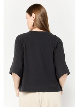 adidas Originals Women Sportswear Fit Short Sleeves Outdoor T-Shirt, Black  - Image 2