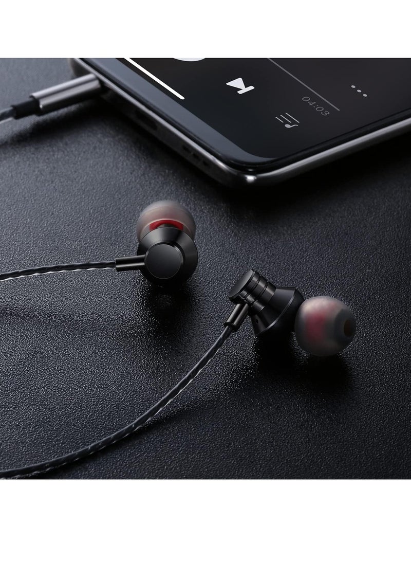 3.5mm Headphones with Microphone Durable Wired Earbuds Noise Isolating Earphones Clear Sound In-Ear Headphones Compatible with Smartphones/PC/Tablet - Image 1