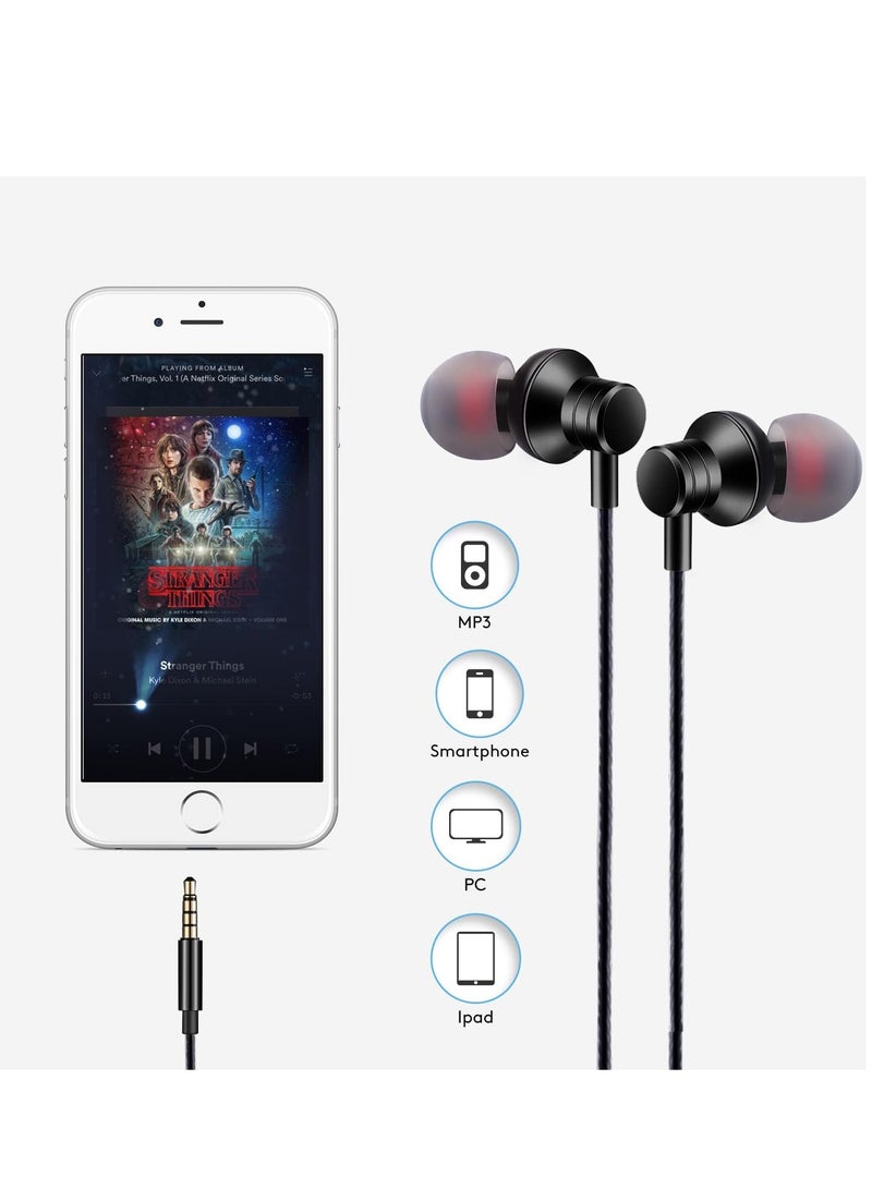 3.5mm Headphones with Microphone Durable Wired Earbuds Noise Isolating Earphones Clear Sound In-Ear Headphones Compatible with Smartphones/PC/Tablet - Image 3