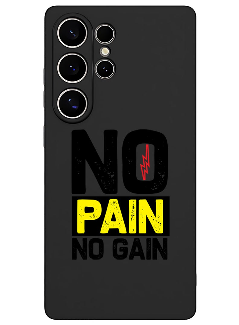 Theodor Protective Slim Fit Case Liquid Silicone Cover with Full Body Protection Anti-Scratch Shockproof Case For Samsung Galaxy S25 Ultra (Black) - No pain No gain - Image 1