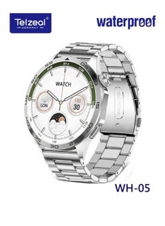Telzeal Telzeal WH 05 Waterproof Smart Watch With Max Screen 3 Pair Straps and Charging Cable Designed for Men Silver  - Image 1
