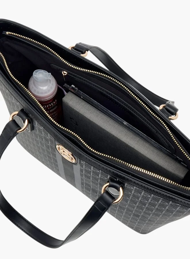 بابريكا Women's Monogram Print Tote Bag with Double Handle and Zip Closure