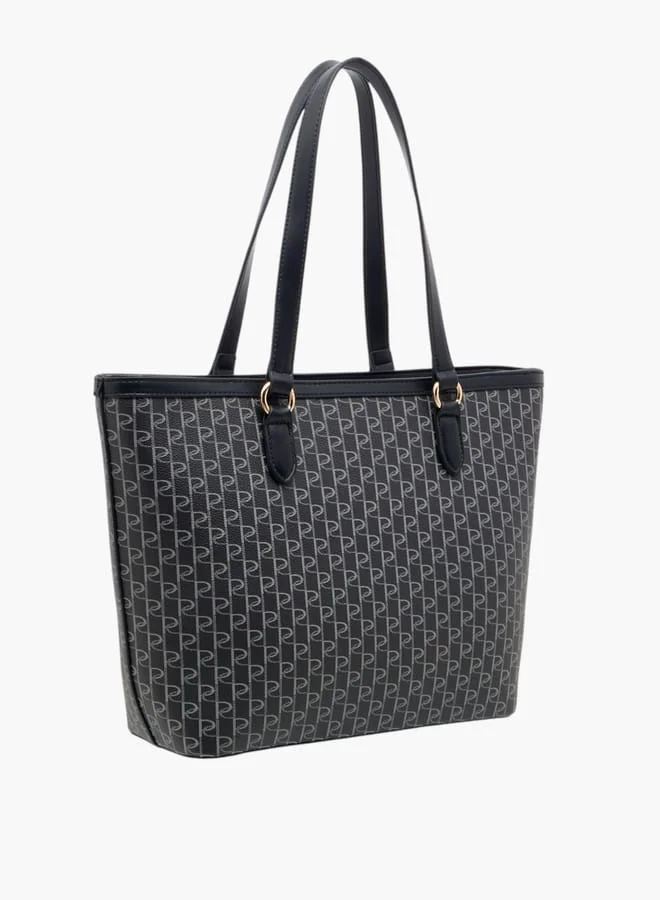 بابريكا Women's Monogram Print Tote Bag with Double Handle and Zip Closure