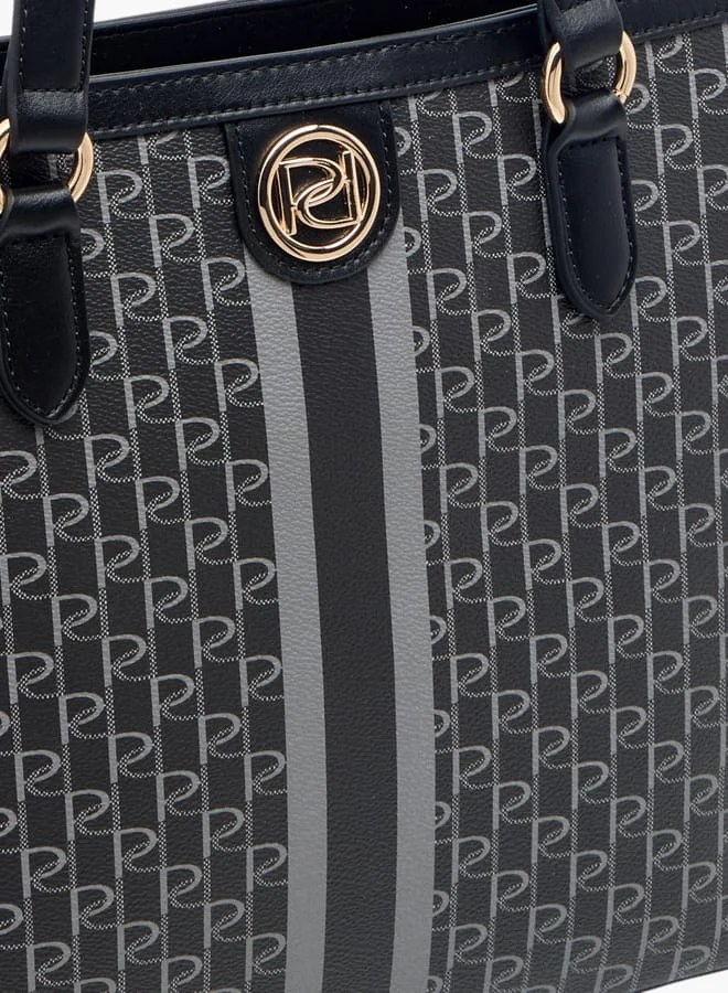 بابريكا Women's Monogram Print Tote Bag with Double Handle and Zip Closure