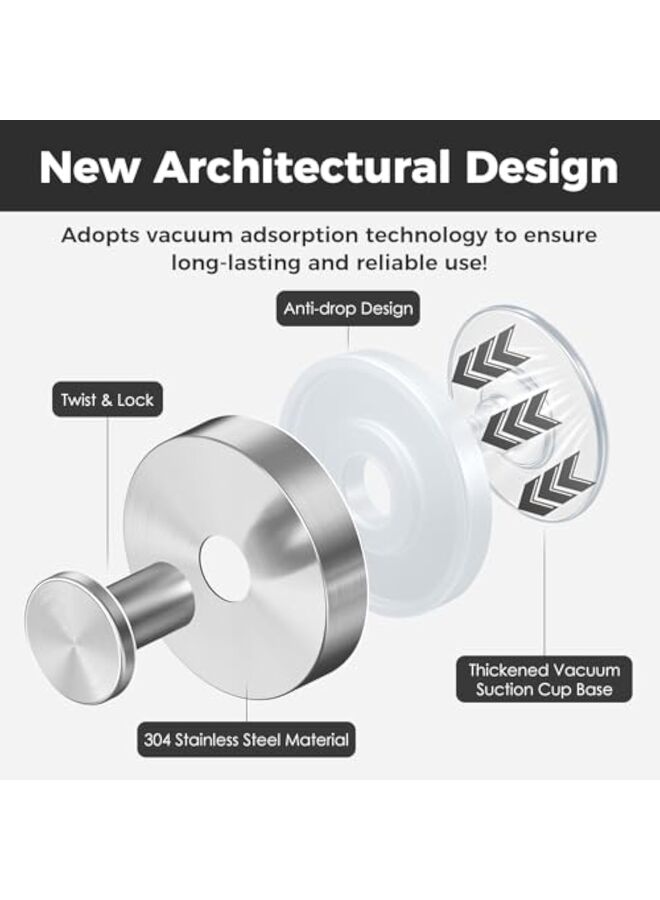 Showerr Hooks for Inside Shower,Suction Cup Hooks for Glass Window,Removable Towel Hooks for Bathrooms,4 Packs - Image 2