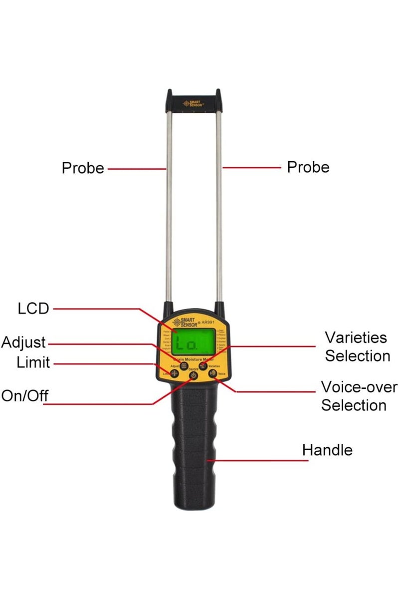 إيروريكس مقياس رطوبة الحبوب الرقمي AR991، يُستخدم لقياس رطوبة حبوب الذرة والقمح والأرز والفاصوليا والفول السوداني... - Image 3