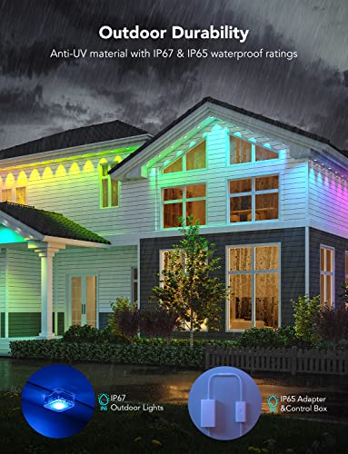 Govee Permanent Outdoor Lights, Smart RGBIC Outdoor Lights with 75 Scene Modes, 150ft with 108 LED Lights, IP67 Waterproof for Patio Decorations, Work with Alexa, Google Assistant, White - Image 5