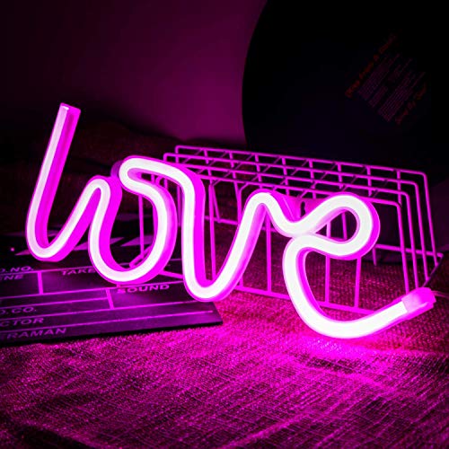 Perfect Pricee Love LED Neon Signs for Wall Decor, ,Night Lights Lamps Wall Art Decor, Wedding Party Decoration,Table Lights,Decorative for Home Party Living Room (Pink) - Image 1