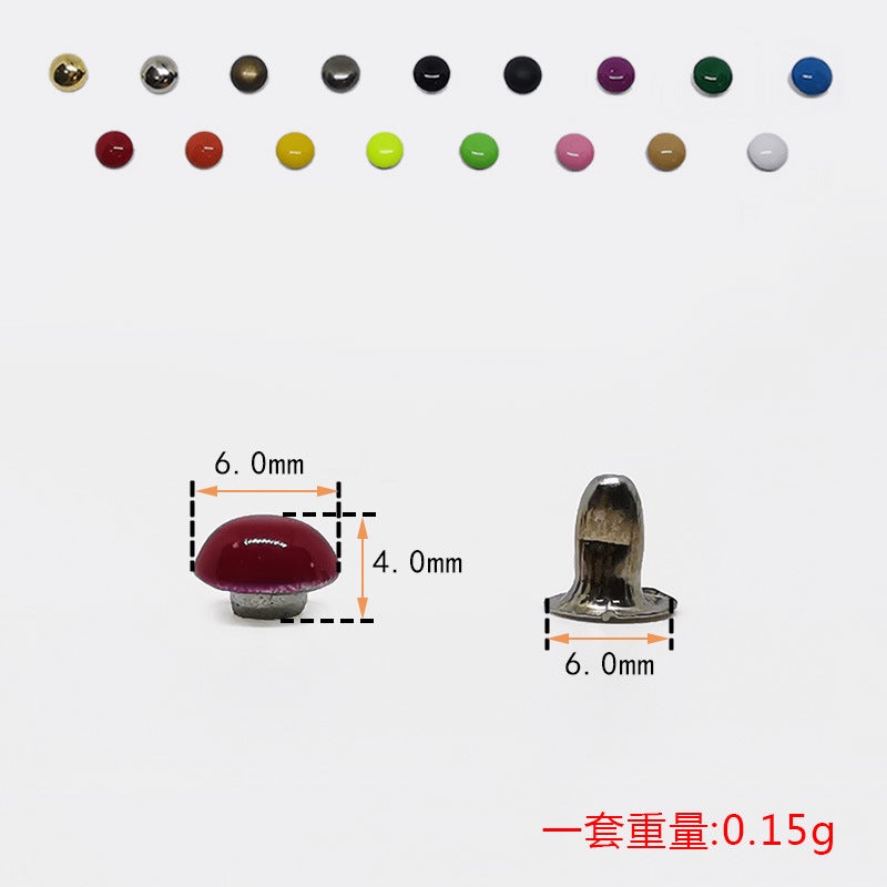 Round Head Rivets DIY Fashion Accessory Crafts 6mm mushroom nail + 6*6 trumpet feet 
